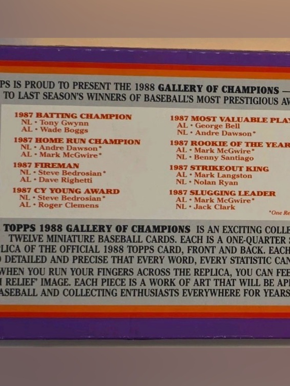 Topps Gallery of Champions Silver Vintage cards -1988 (Factory Sealed) - Picture 9 of 10